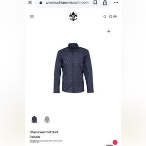 Luchiano Visconti Men's Chain Geo Print Shirt - Navy